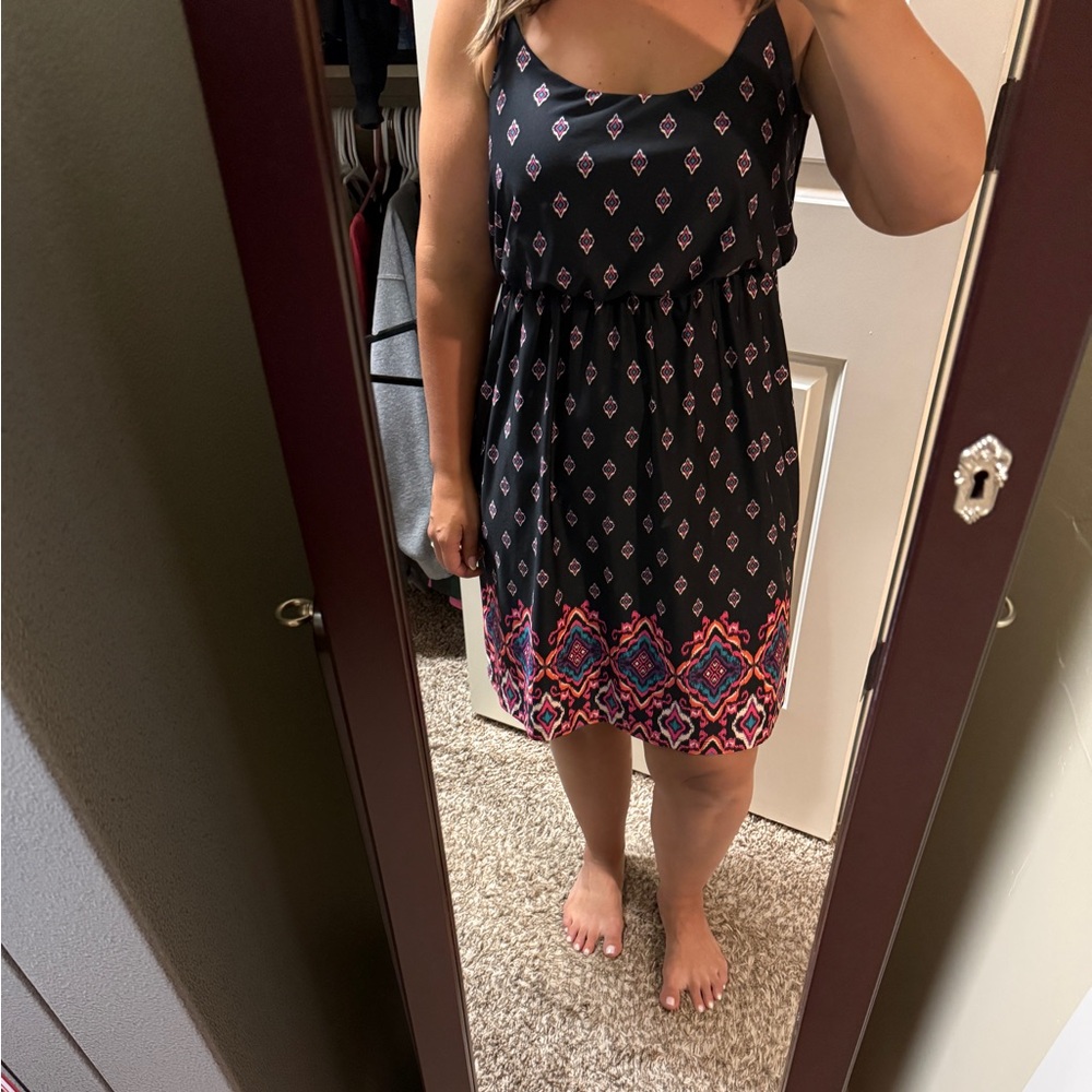 Maurices Black Dress with Pink and Blue Accents